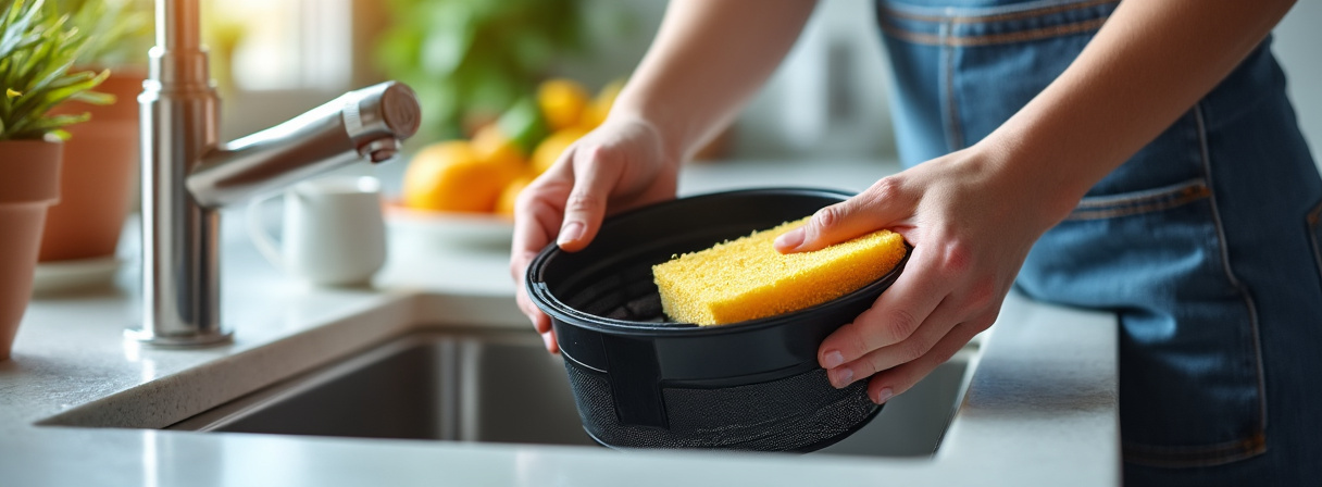 Heißluftfritteuse reinigen — Korb und Auffangschale