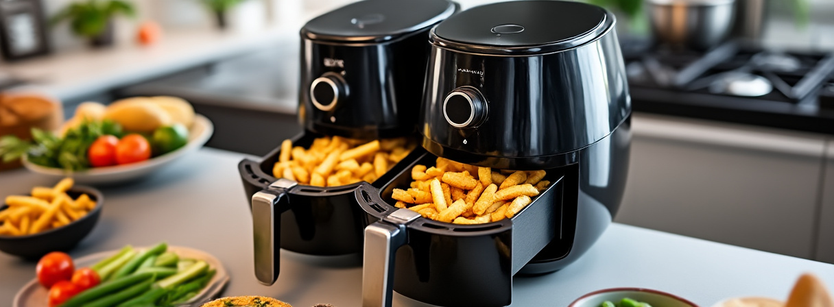 Doppelkammer-Airfryer mit zwei getrennten Garzonen